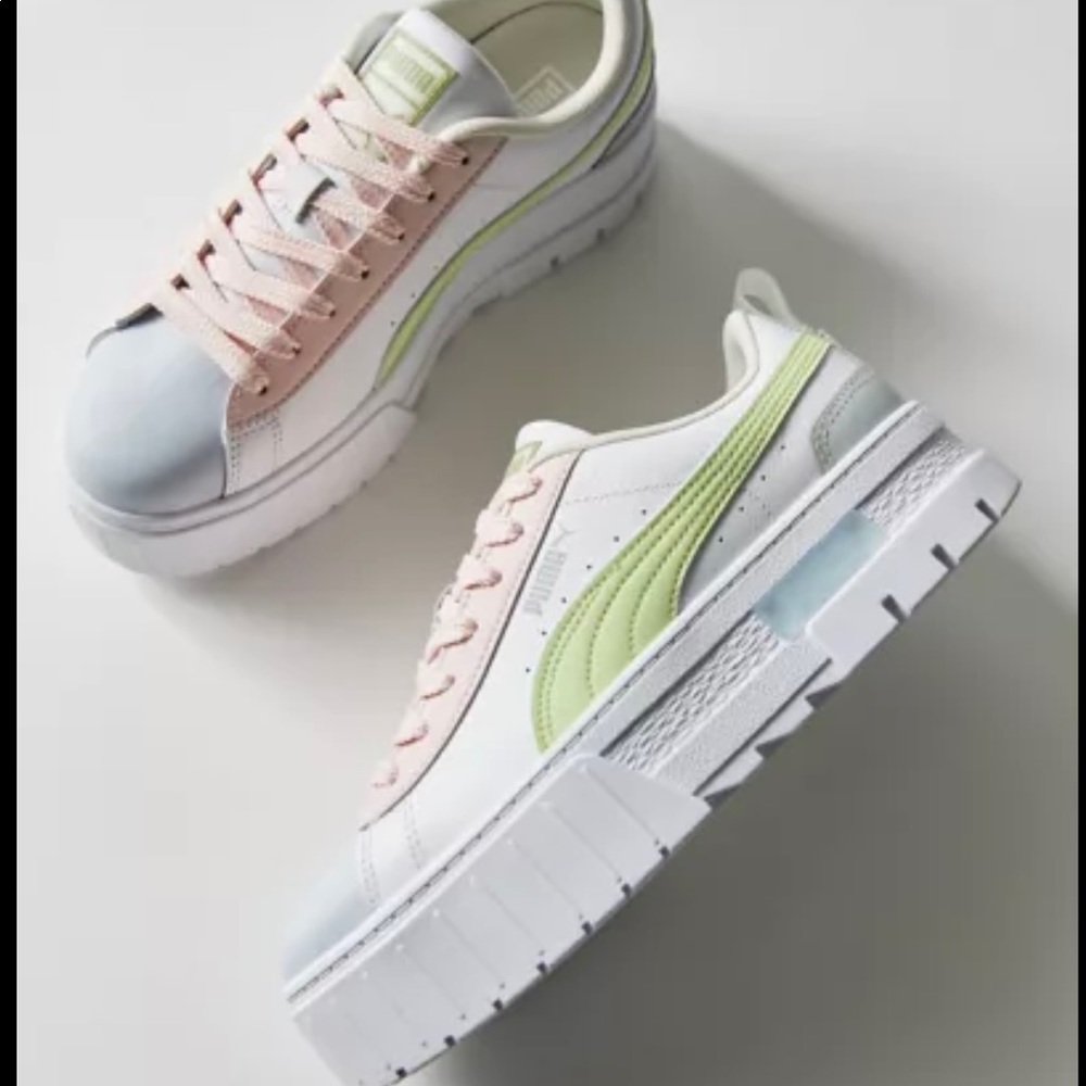 NEW Puma Mayze Leather Pop Sneaker, white, US9